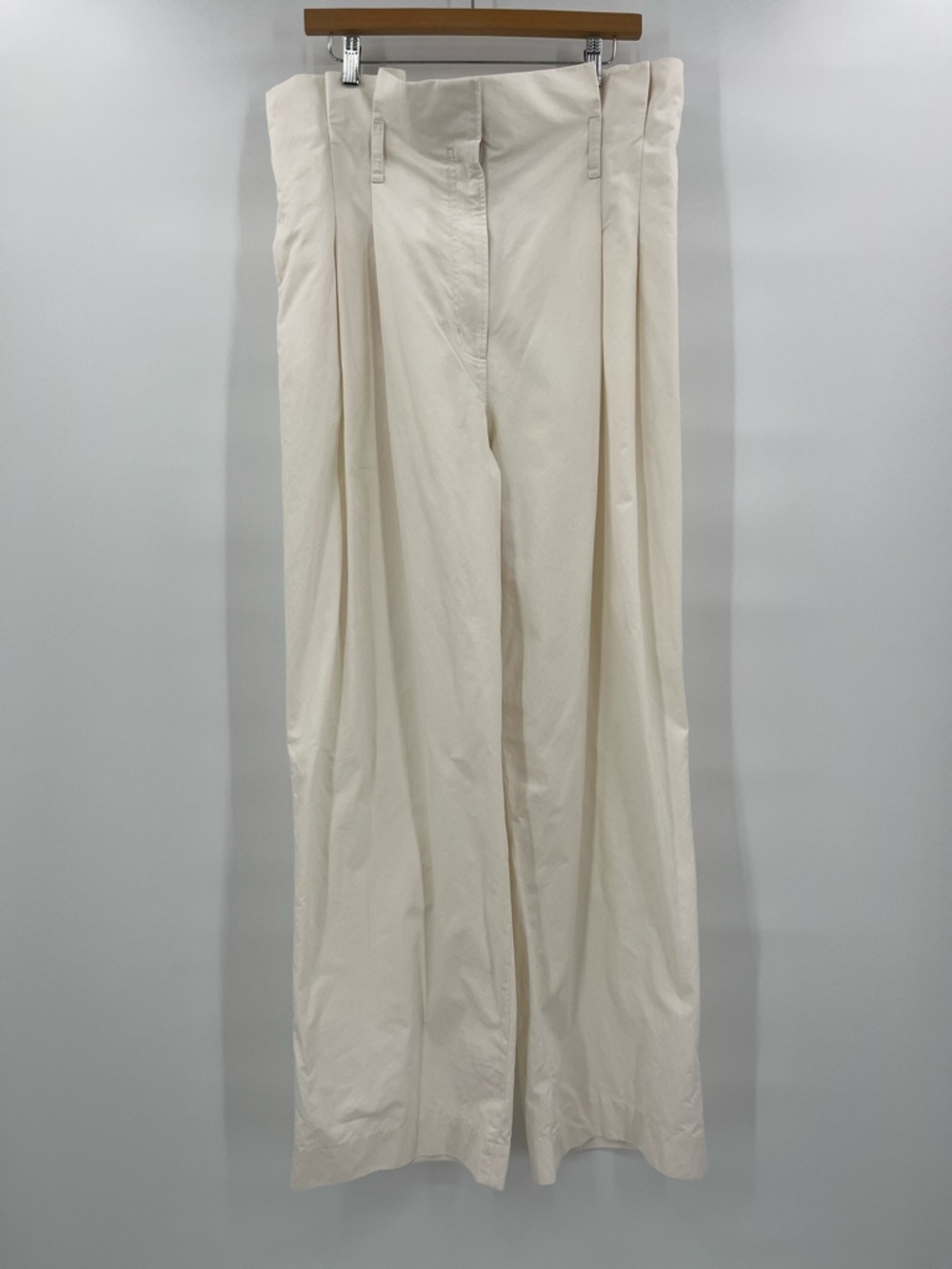 COS Women’s Paper Bag Cream Wide-Leg Pleated Trousers Size 14